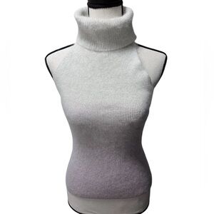 Bebe 90’s Rare Metallic Lavender Ombré Angora Sleeveless Turtleneck Sweater Top
